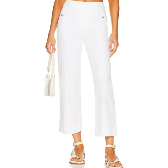 SPANX Pants - Spanx Pants Bright White Stretch Twill Cropped Wide Leg Pullon Trousers Large